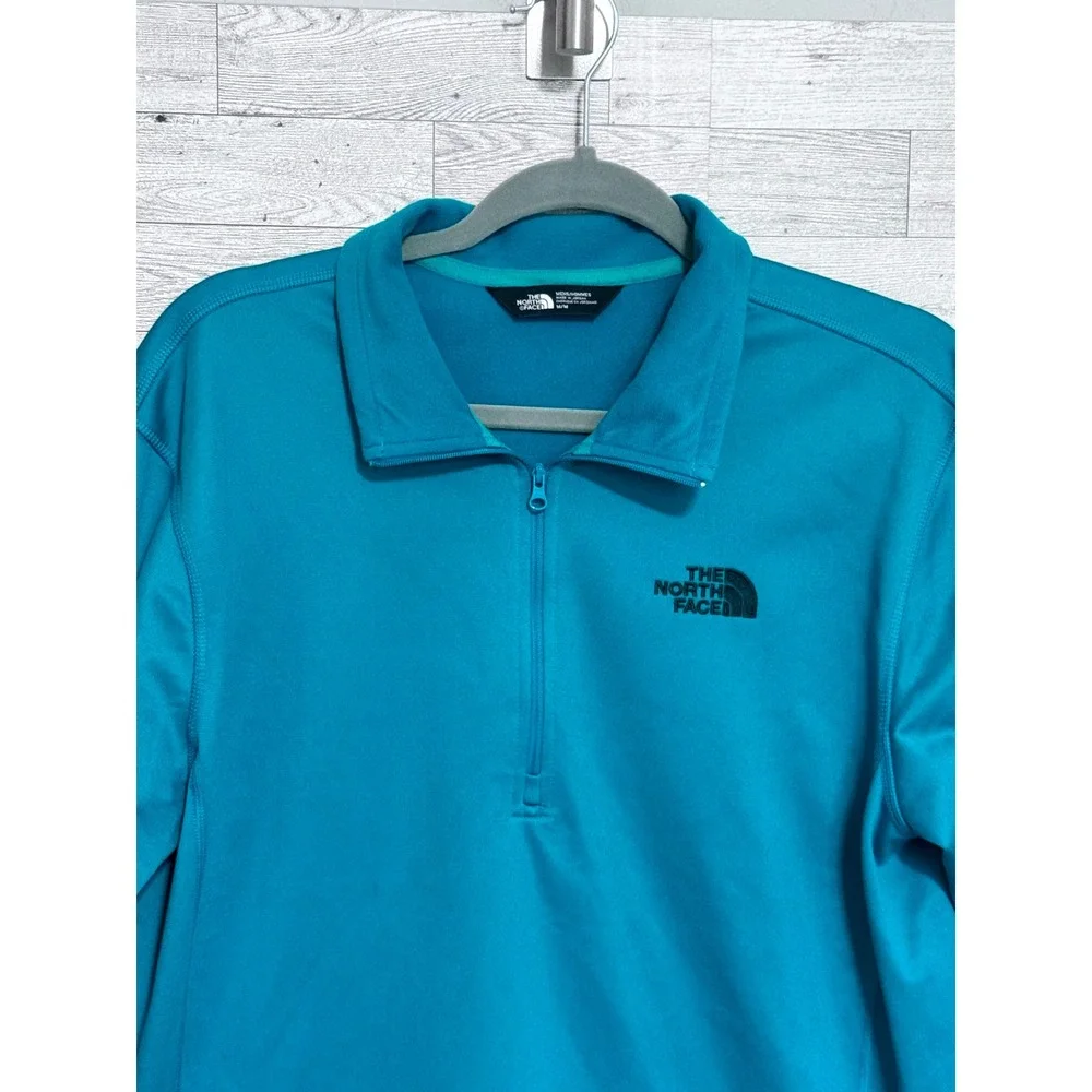 The North Face Mens Quarter Zip Pullover Teal Blue Long Sleeve Active Top Size M